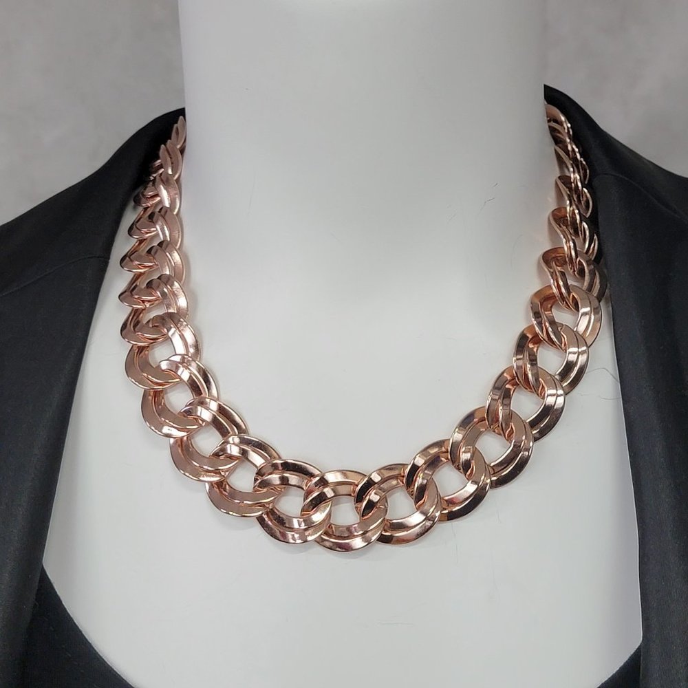 Ky & Co Chunky Rose Gold Tone Double Curb Chain Necklace